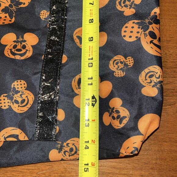 Disney Parks Halloween 2021 Pumpkin Mickey Minnie Mouse Black/Orange Tote Bag - Picture 3 of 4